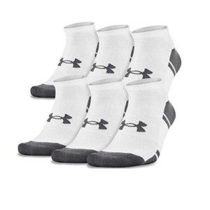 UA Resistor 3.0 no show Socks Boy's 6 Pair White